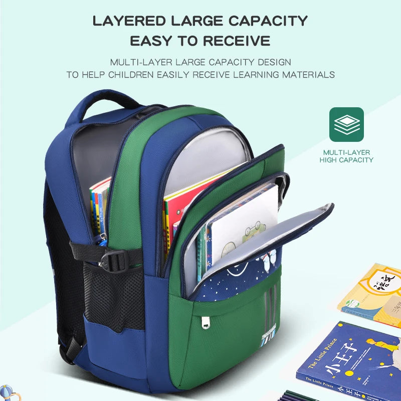 AstroPack School Backpack – Waterproof Laptop Bag for Boys Ages 6–12, Grades 1–6