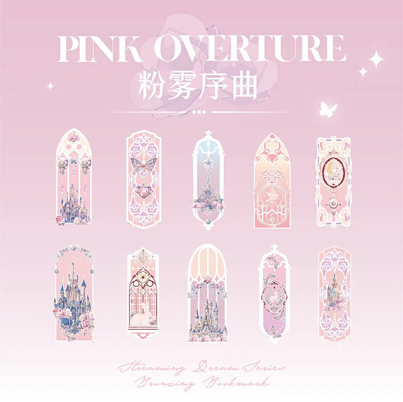 Fluorescent Dream Bookmark Set – 10pcs Kawaii PVC Page Markers & Message Cards for Stationery Lovers