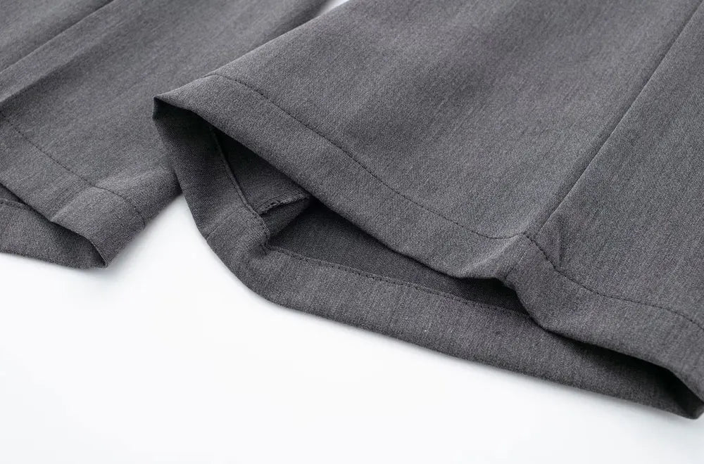 TRZA Women Fashion With Darts Front Pockets Wide Leg Pants Vintage High Waist Zipper Fly Female Trousers Mujer