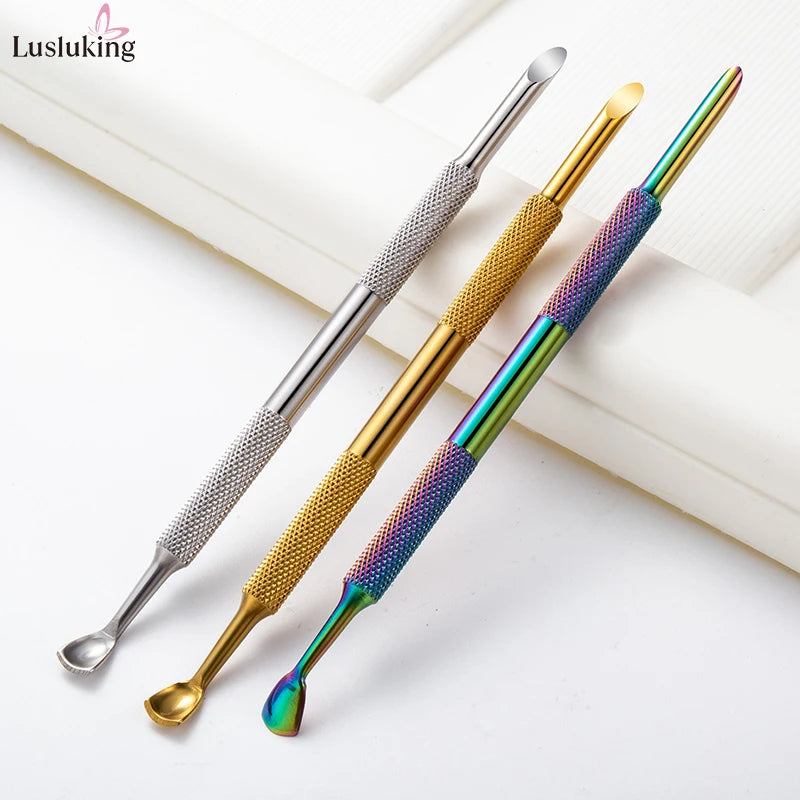 Nail Polish Prep Kit – Stainless Cuticle Pusher + Glitter Sandpaper for Easy Gel Removal