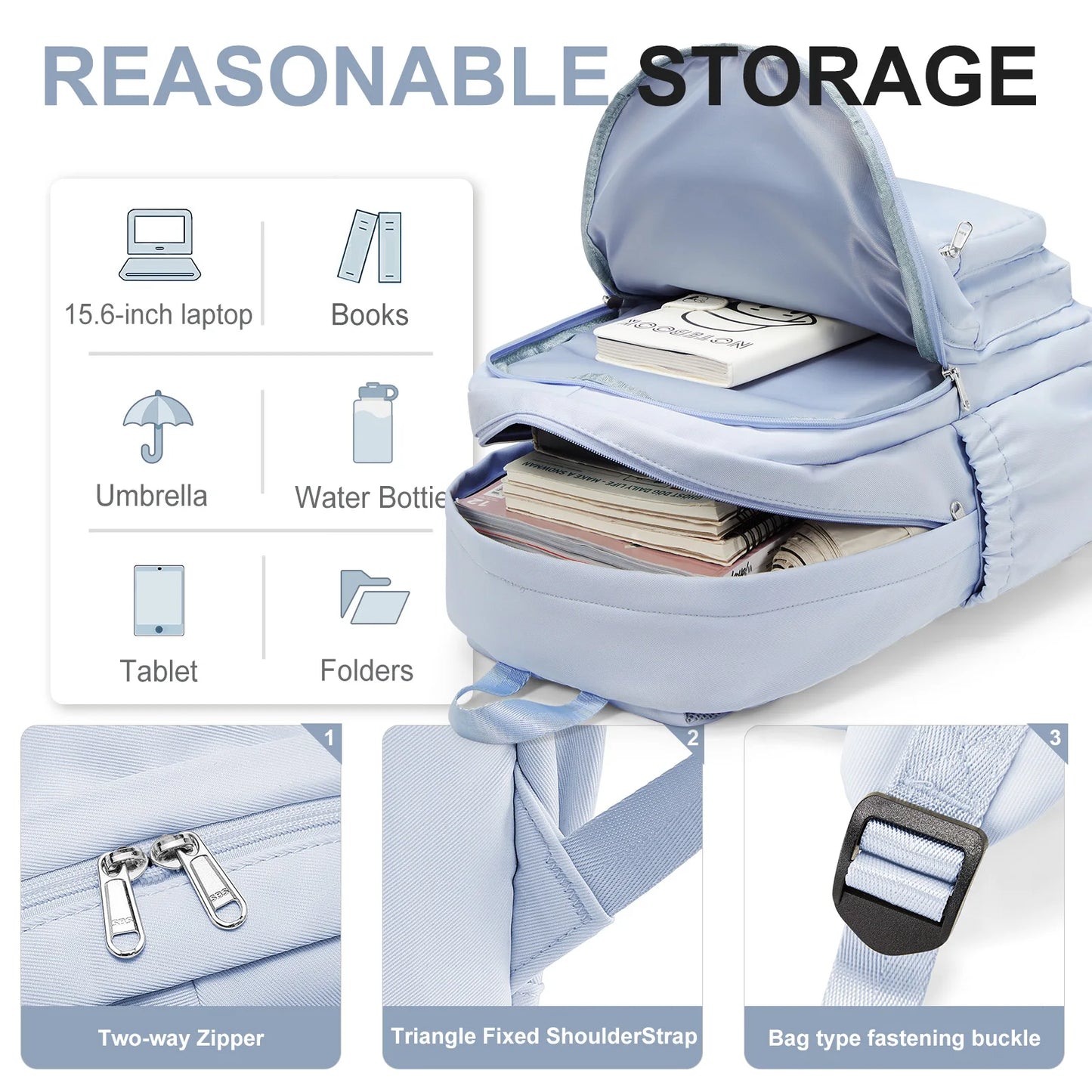 Light Blue Nylon Backpack – Stylish, Smart & Built to Carry On!