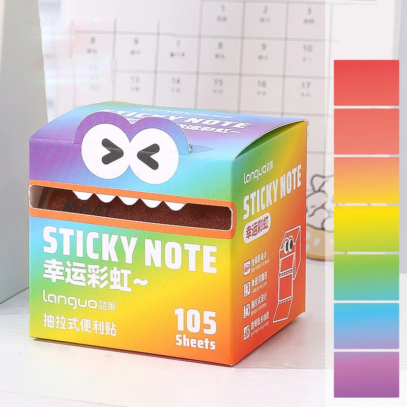 Mr. Paper Pull-Out Sticky Notes – 6Style Transparent Roll with 105 Sheets for School, Study & Creative Stationery