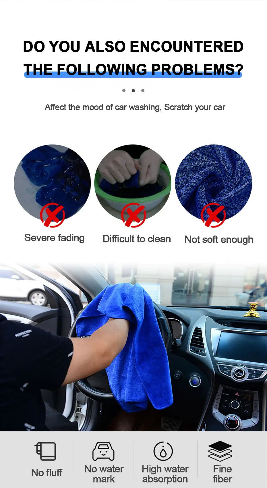 SEAMETAL 160x60cm Car Wash Towel 400GSM Microfiber High Water Absorption Cleaning Towels Thickened Soft Car Washing Drying Cloth