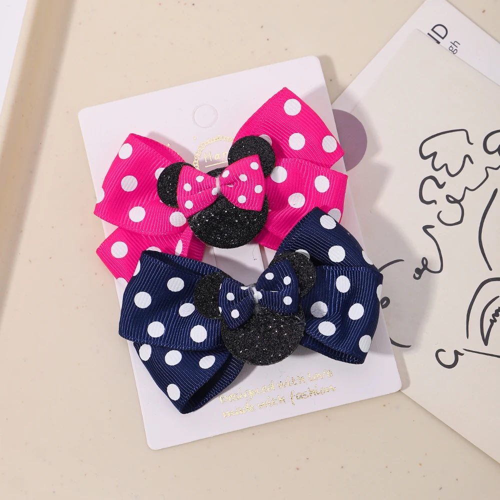2-Pack Polka Dot Bow Hair Clips – Cute & Comfy for Little Fashionistas!