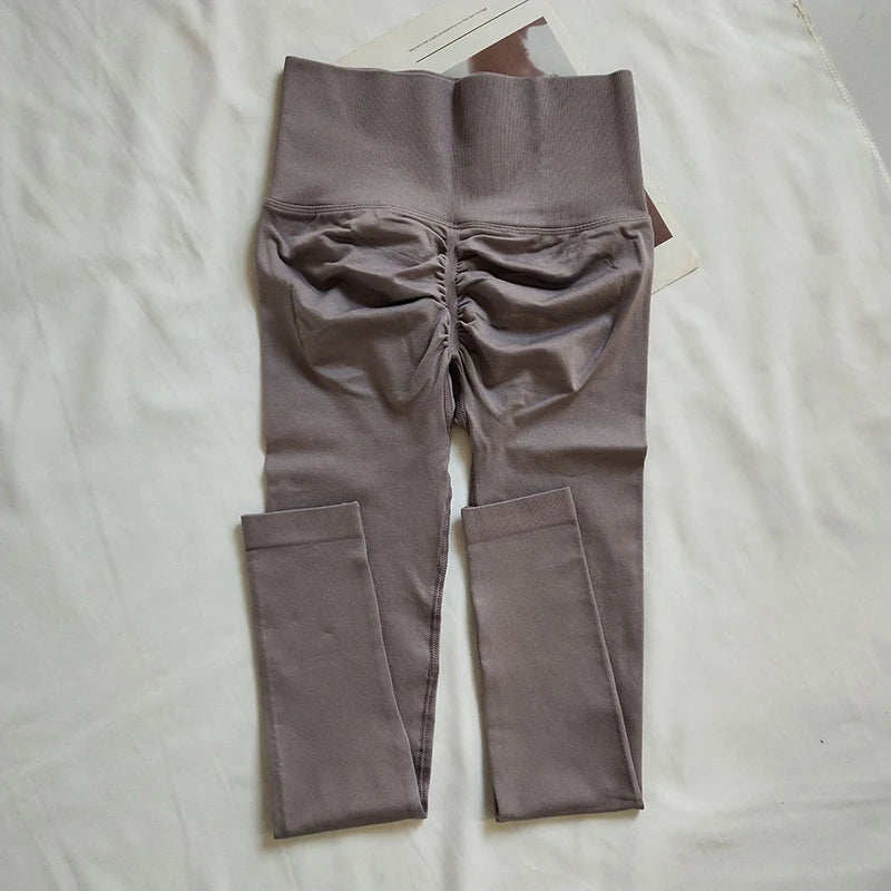 Seamless Sport Yoga High Waist Pants Leggings Sport See Through Yoga Gym Running Quick Dry Pants Scrunch Butt Pants