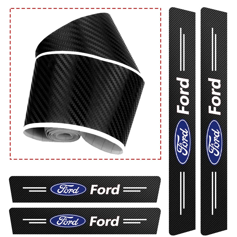 Car Door Sill Anti-scratch Stickers Carbon Microfiber Sticker For Ford Edge Explorer Transit Ranger Kuga MK2 MK7 Fusion Ecosport