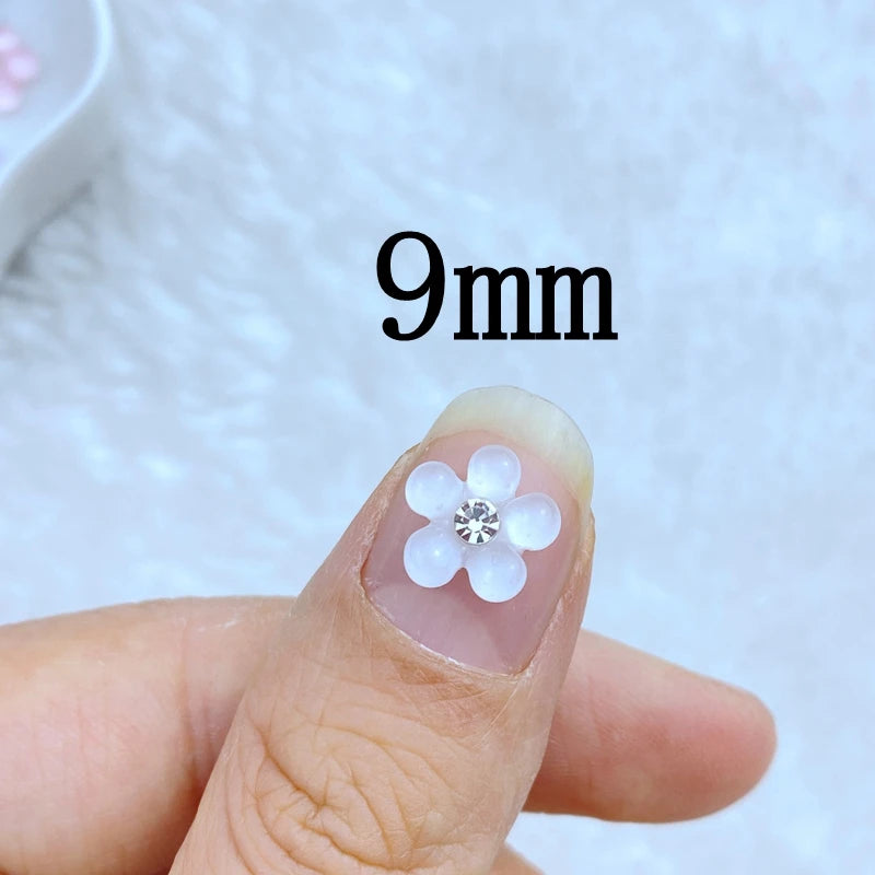 Kawaii Diamond Flower Nail Charms – 30PCS 3D Resin Accessories for Manicure & DIY Nail Art