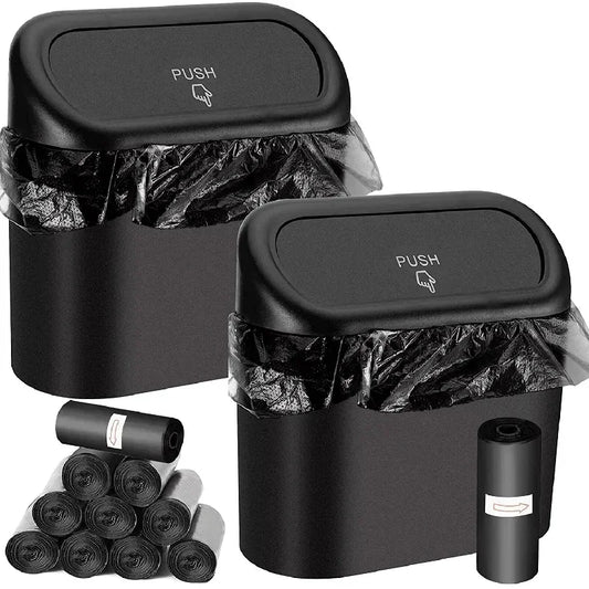 Clean Ride Essential – Mini Car Trash Can with Lid & Bonus Garbage Bags