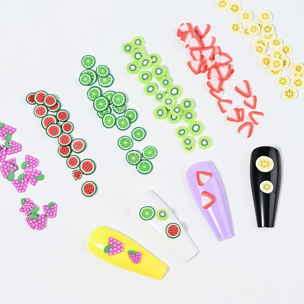 Fruit Nail Art Decoration Kit – 1000 Pcs Mixed Clay Slices for Nails, Crafts & More