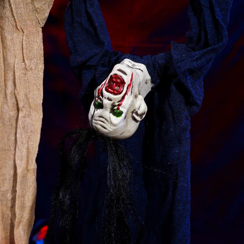 Halloween decoration hanging ghost crawling ghost long hair skeleton haunted house secret room horror props joint movable 2025