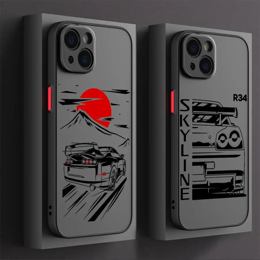 JDM Sports Cars Comic Phone Case for iPhone 16 Pro 11 12 Mini 13 14 Pro 15 Pro Max 7 8 Plus XR XS MAX funda