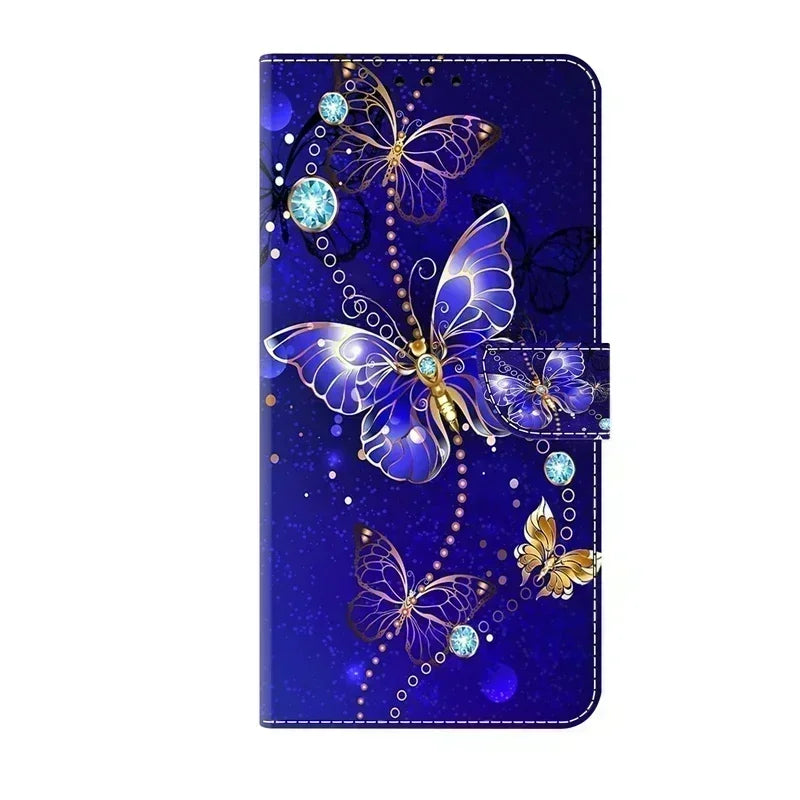 For Samsung S24 FE SM-S721B Case Painted Pattern Wallet Flip Book Cover on For Samsung Galaxy S 24 FE S24FE SM-S721N Case Fundas