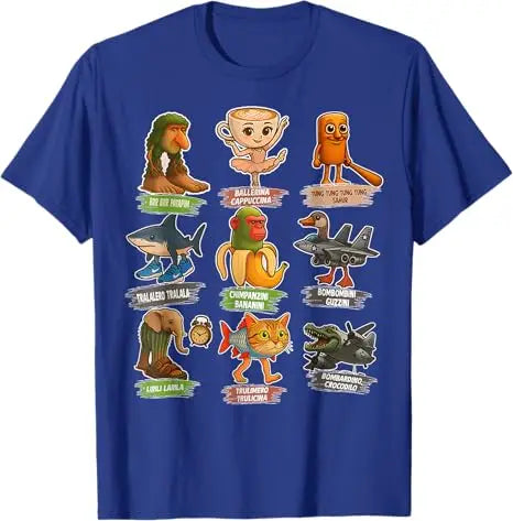 Italian Brainrot Meme Funny All Brainrot Animals Humor T-Shirt Cute Y2k Design Graphic Outfit boys fashion Novelty Gift