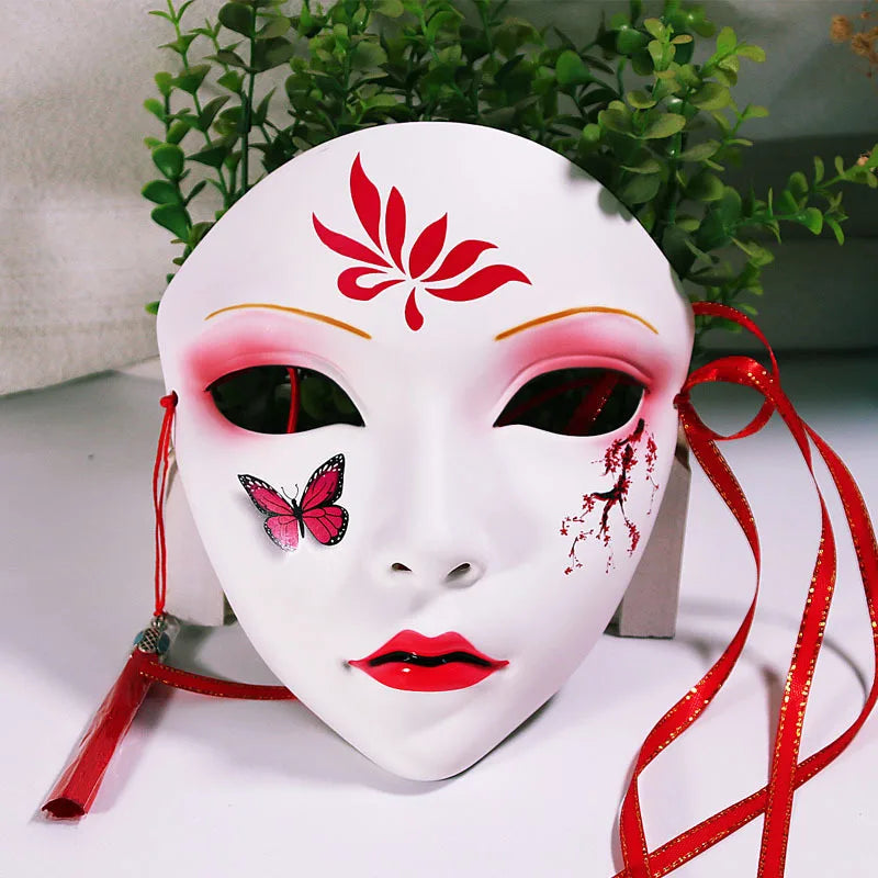 Halloween Animist Adult Party Mask Full Face Chinese Style Hand-Painted Decoration Masquerade Hanfu Accessories Party Decor