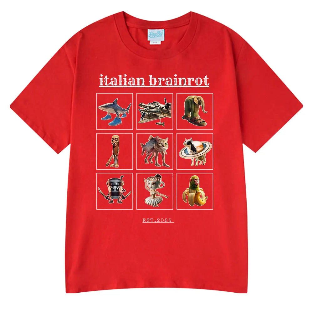 Italian Brainrot Funny Meme T-shirt Tralalero Tralala Tung Tung Tung Sahur Bombardiro Crocodilo Lirili Larila Men Women T Shirts