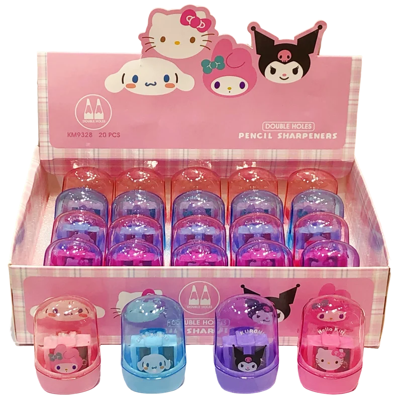 Anime Hello Kitty & Kuromi Double Hole Pencil Sharpener – Cute Cartoon Stationery for Kids, School & Portable Desk Supplies