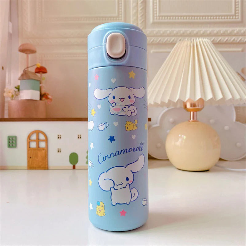 MINISO 420ML Cartoon Thermos – Cute Stainless Steel Water Bottle for Students, Girls & Kawaii Stationery Fans