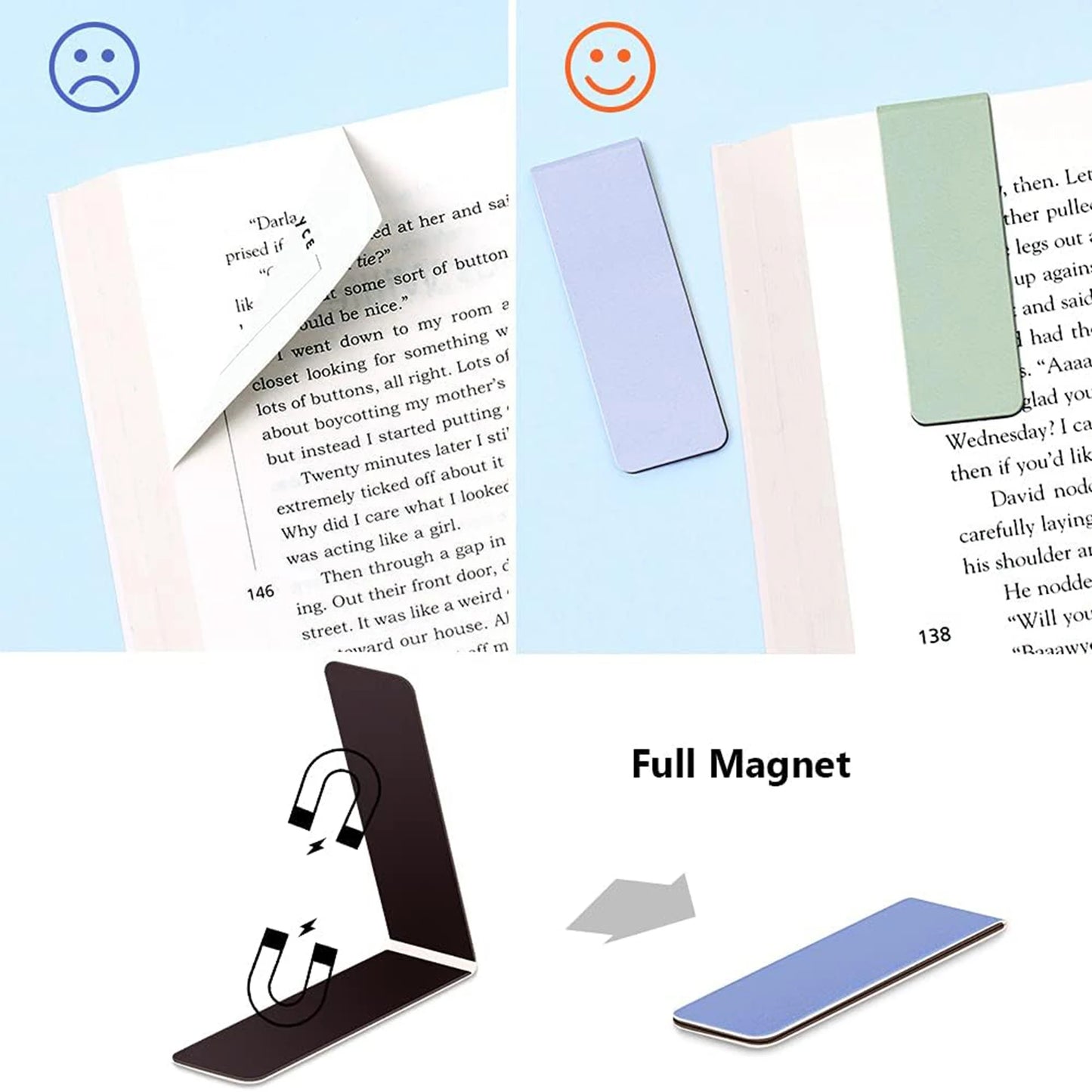 10-Color Magnetic Bookmarks – 10PCS Page Markers for Students, Teachers & Reading Fans at School, Home & Office