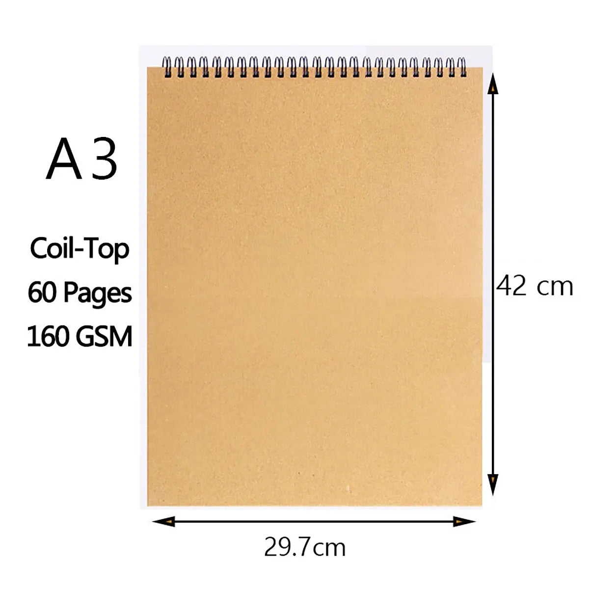 Art Sketchbook 160GSM Kraft Paper Spiral Coil Book Office School Supplies Drawing Notepad Stationary