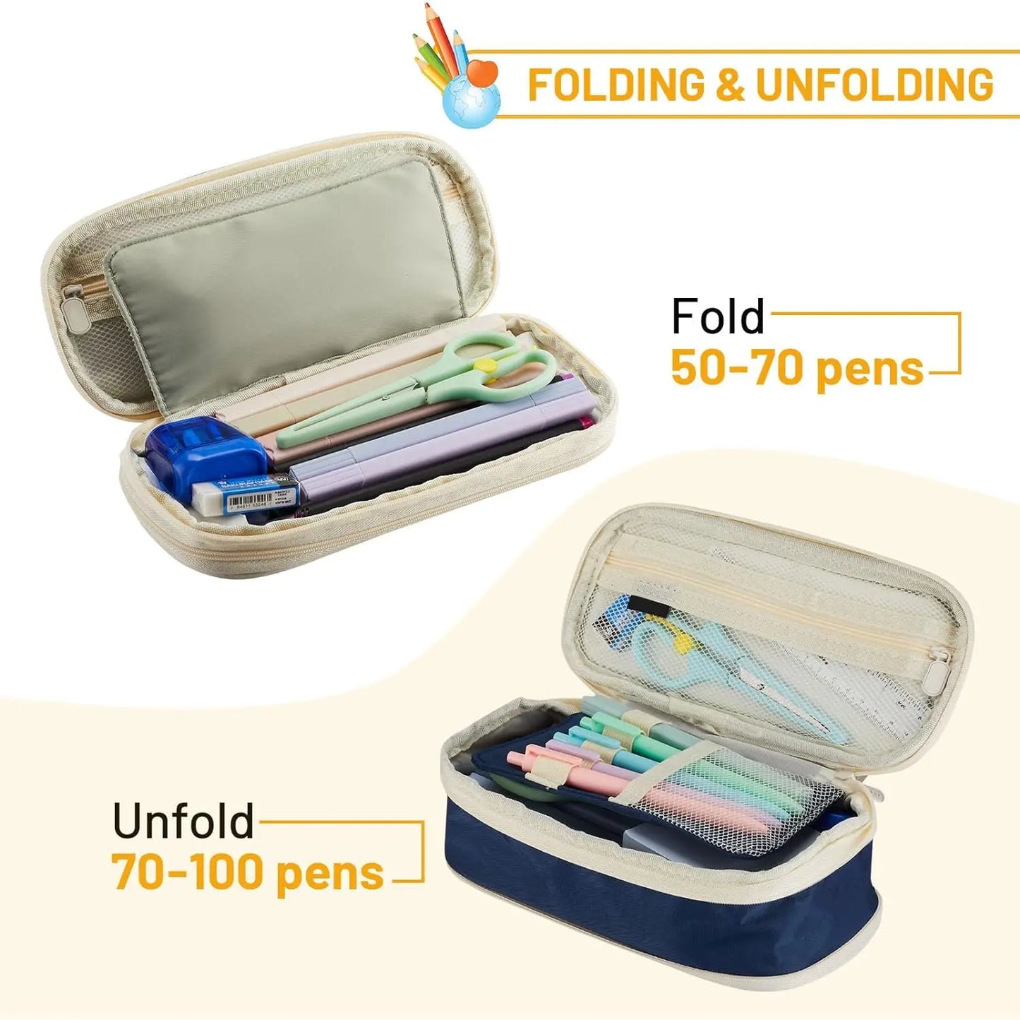 Solid Color Denim Pencil Case – Zippered Polyester Pen Holder for School, Office & Gift-Ready Stationery Organization