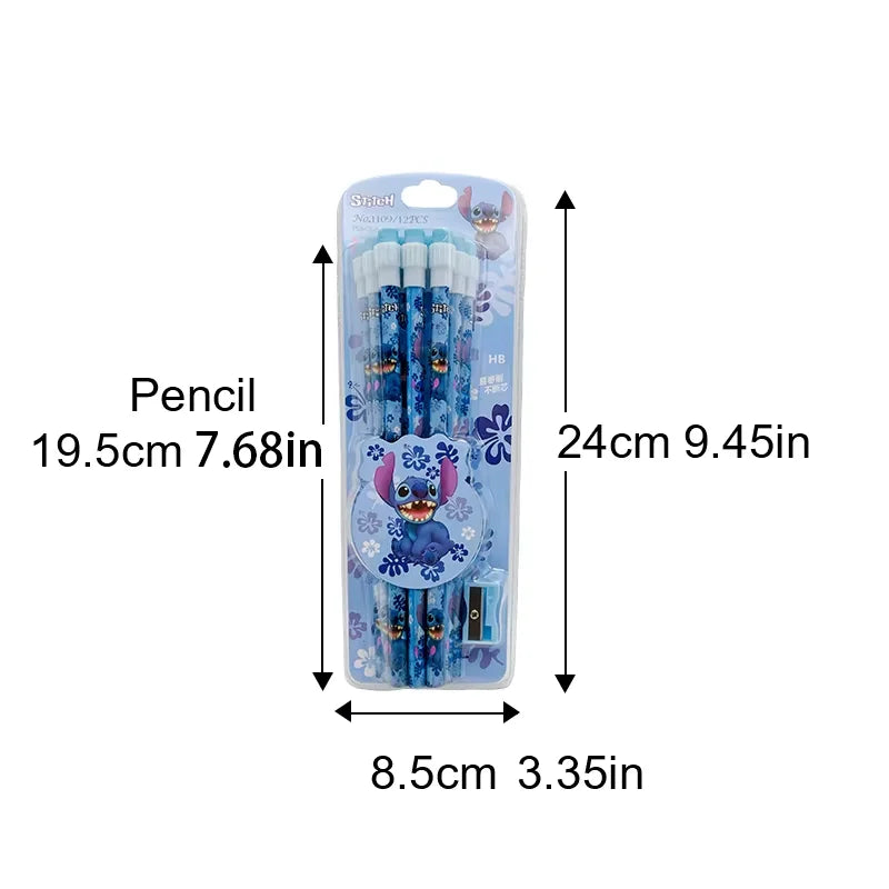 Lilo & Stitch HB Pencil Set – 12 Cute Cartoon Pencils + 1 Roller Case for Writing, Drawing & School Fun