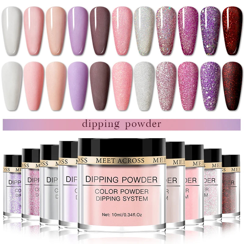 8 Colors Dip Powder Nail Set – Classic Nude Pink & Glitter Collection for DIY Salon Nails