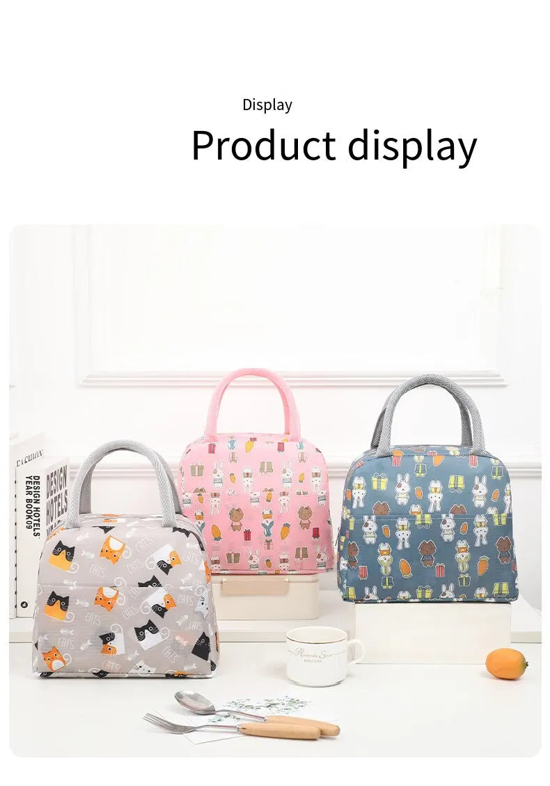 CoolBites Cartoon Bento Bag – Insulated Lunch Tote for Kids, School & Picnic Fun!