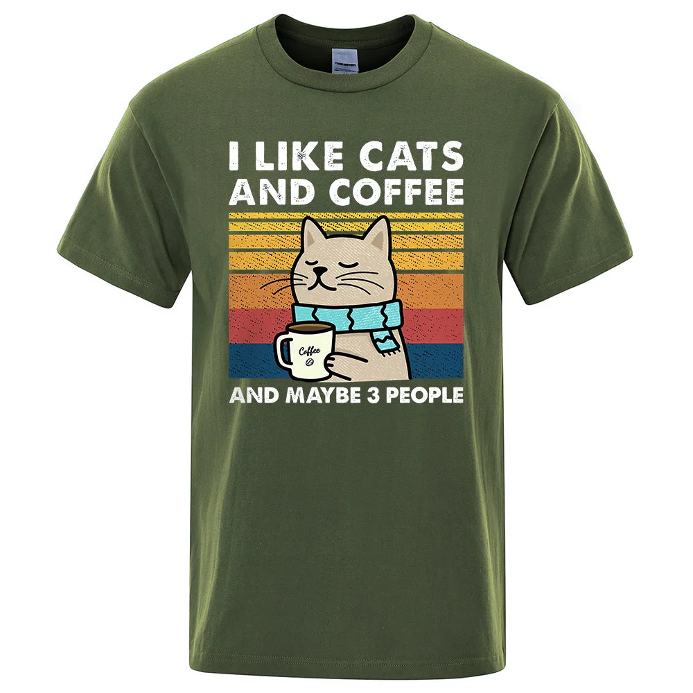 Cats, Coffee & Chill – Funny Street Tee for Everyday Vibes!