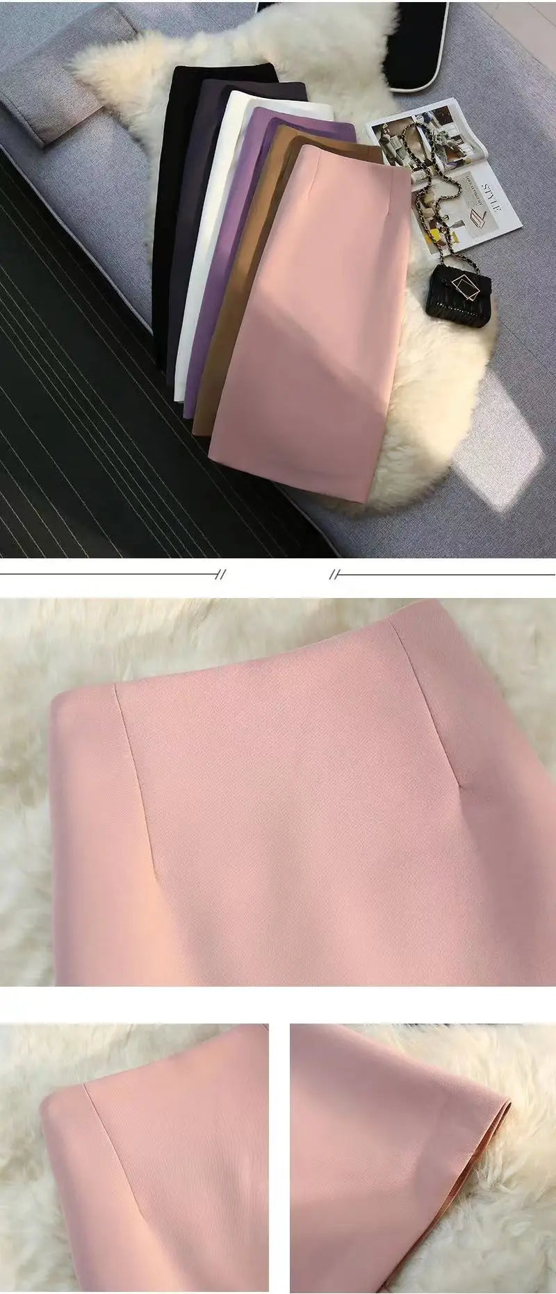 Seoulish 2024 New Spring Summer Elegant Purple Formal Women's Wrap Skirts High Waist Workwear Back Zipper A-Line Skirts Female