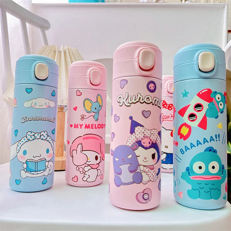 MINISO 420ML Cartoon Thermos – Cute Stainless Steel Water Bottle for Students, Girls & Kawaii Stationery Fans