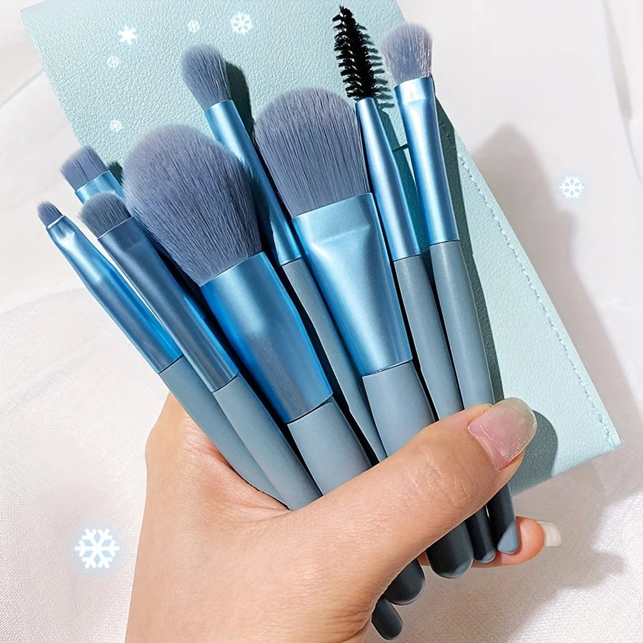 8Pcs Soft Bristle Makeup Brush Set - Portable Beginner-Friendly Tools for Eyeshadow/Blush/Lip/Lash Comb-Handled Travel Gift Set