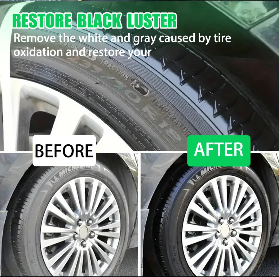 Tire Coating Spray High Gloss Hydrophobic Sealant Wax Car Wheel Polishing Brightener Auto Care Re-Black Tire Refurbishing Agent