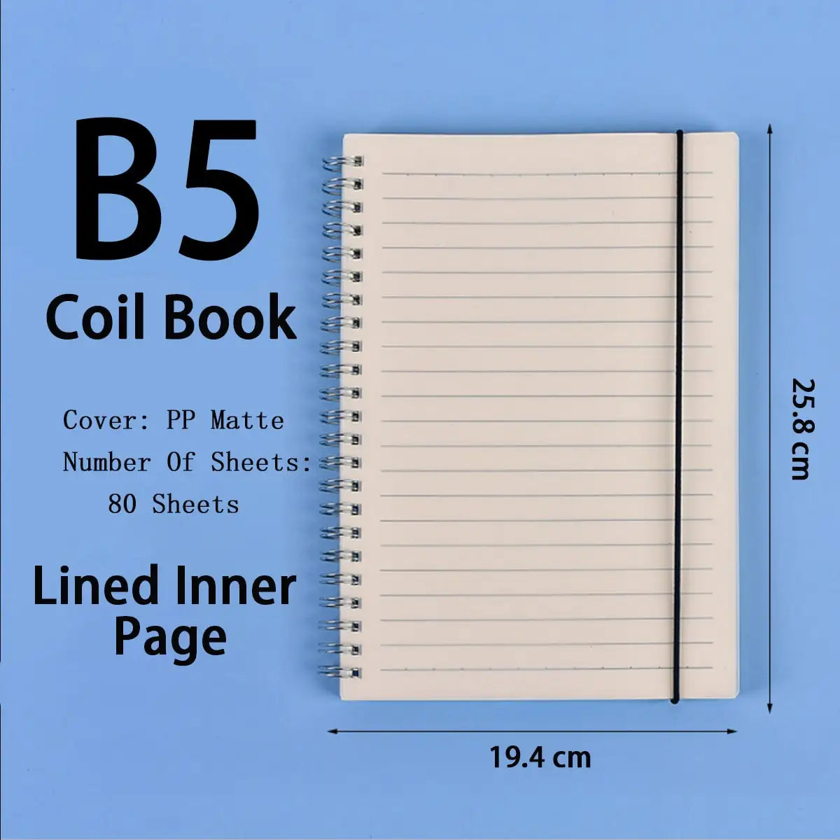 B5/A5/A6 Coil Notebook 80 Pages Matte Cover Horizontal Line Square Hand Ledger Thickened Paper School Office Supplies Stationery