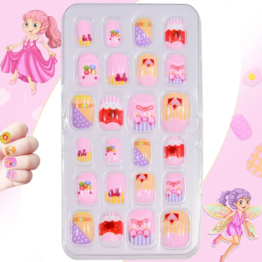 Magical Nail Party – 120PCS Cute Cartoon Nails for Girls with Colorful Festival Vibes