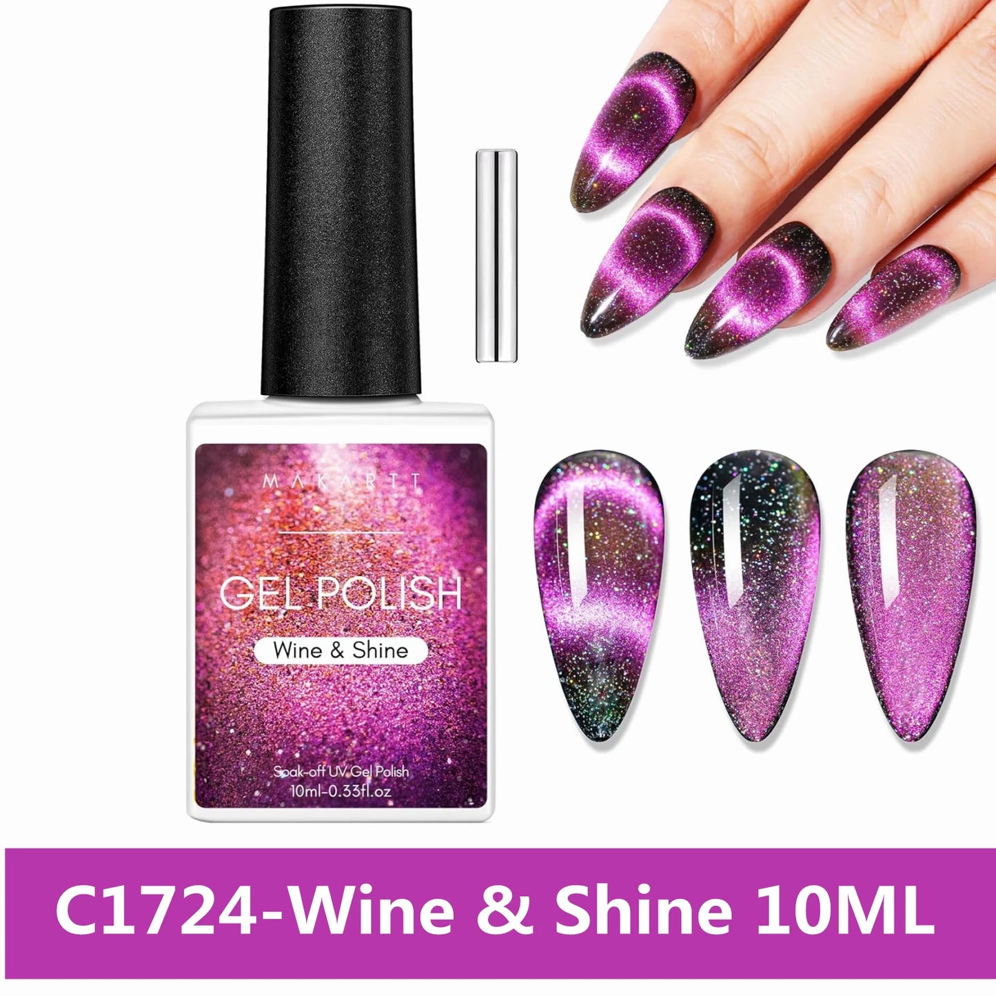 Makartt Cat Eye Nail Polish – Holographic Jelly Gel with Magnet for Home & Salon Use