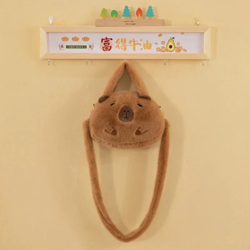 Capybara Plush Backpack – Cozy Capybara Style with All-Match Fur & Roomy School Charm!