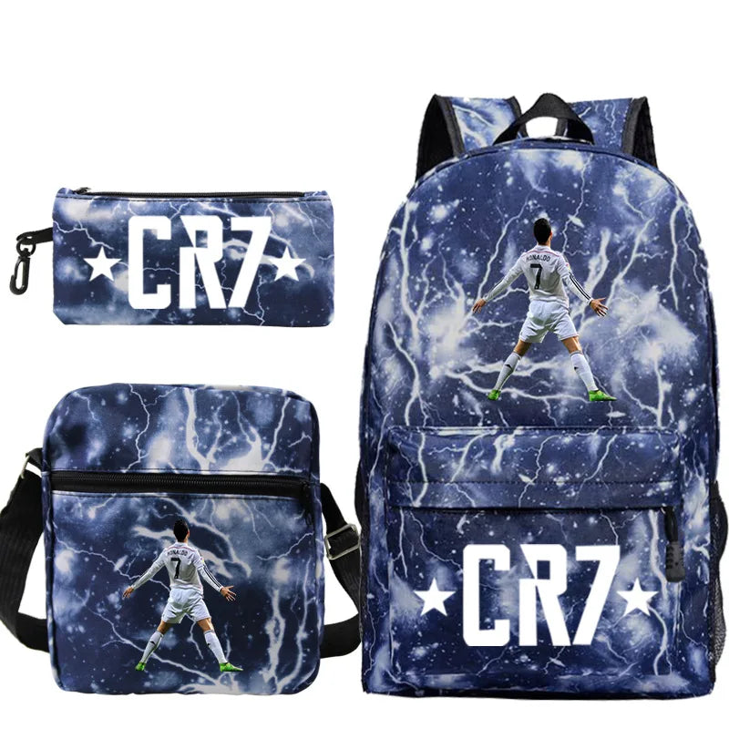 CR7 3-Piece Backpack Set – Lightweight School & Travel Bags for Boys, Girls, Teens & Adults
