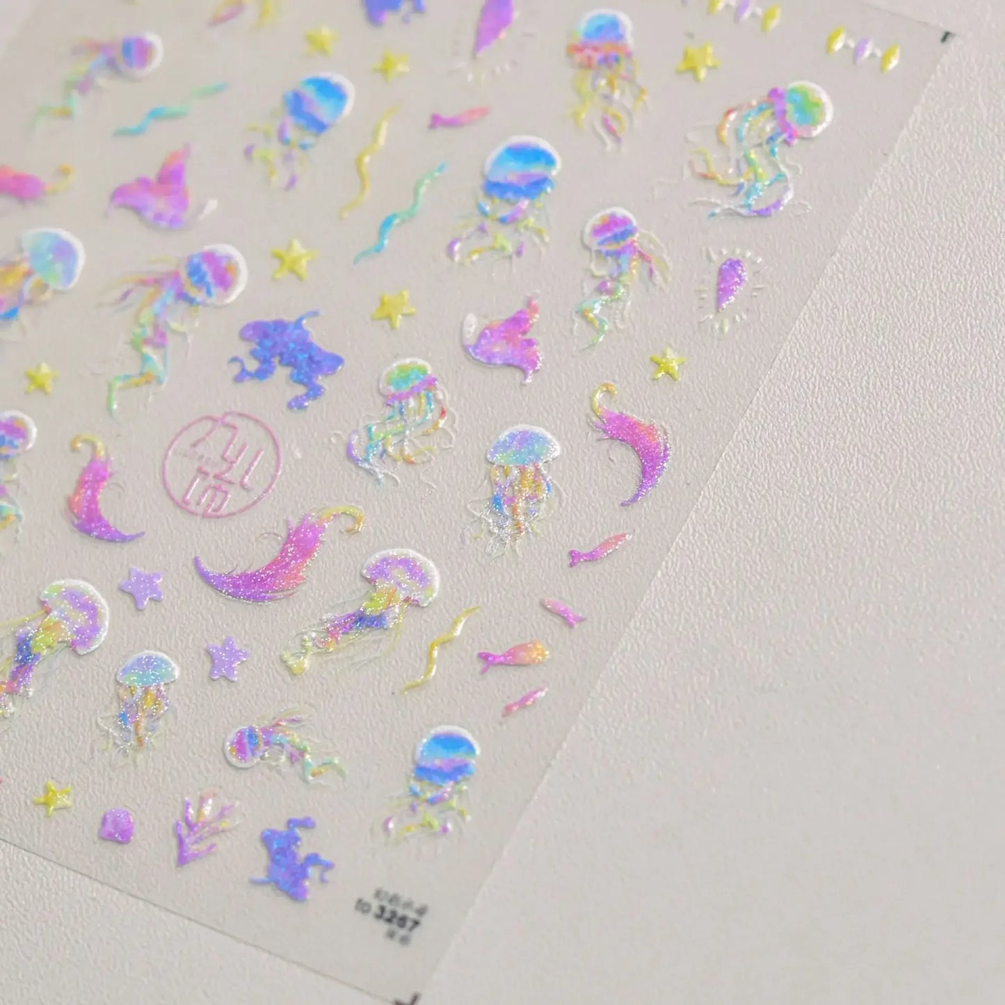 Colorful & Fun Beach Bloom Nail Art – 5D Stickers with Coral, Petals & Ocean Charms