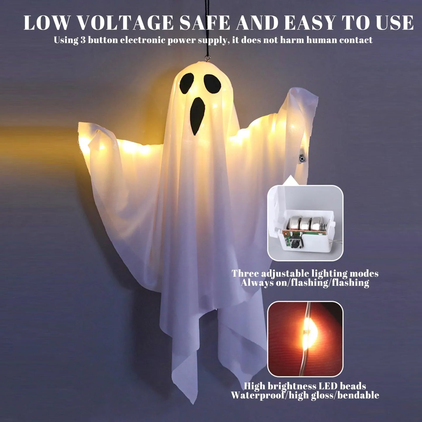 Halloween Terror Led Ghost Pendant Decor Props Home Courtyard Garden Store Haunted House Decorative Pendant