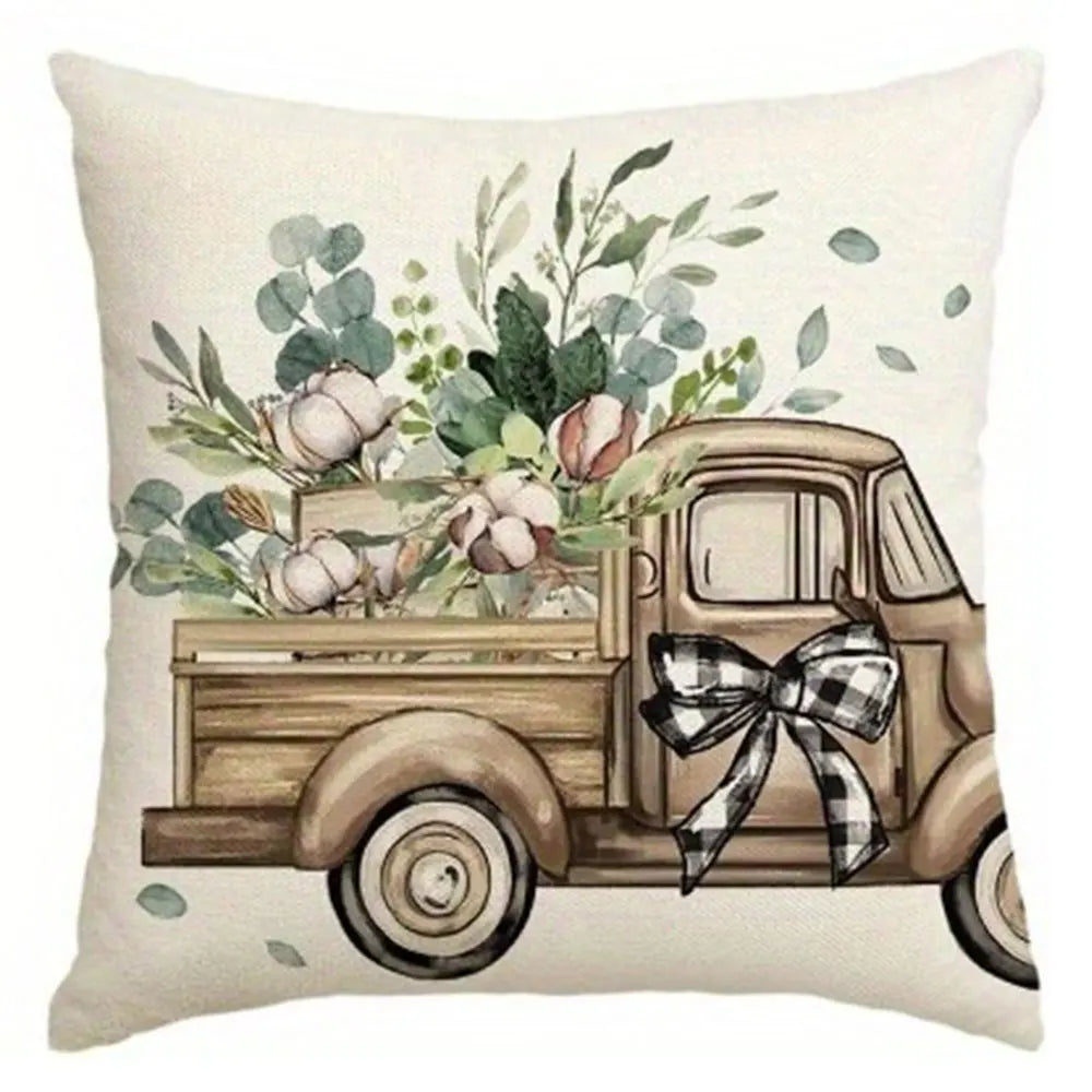 Rural Floral Blessing PillowcasesBedroom Living Room Sofa Home Decor Polyester Cushion Cover with Zipper
