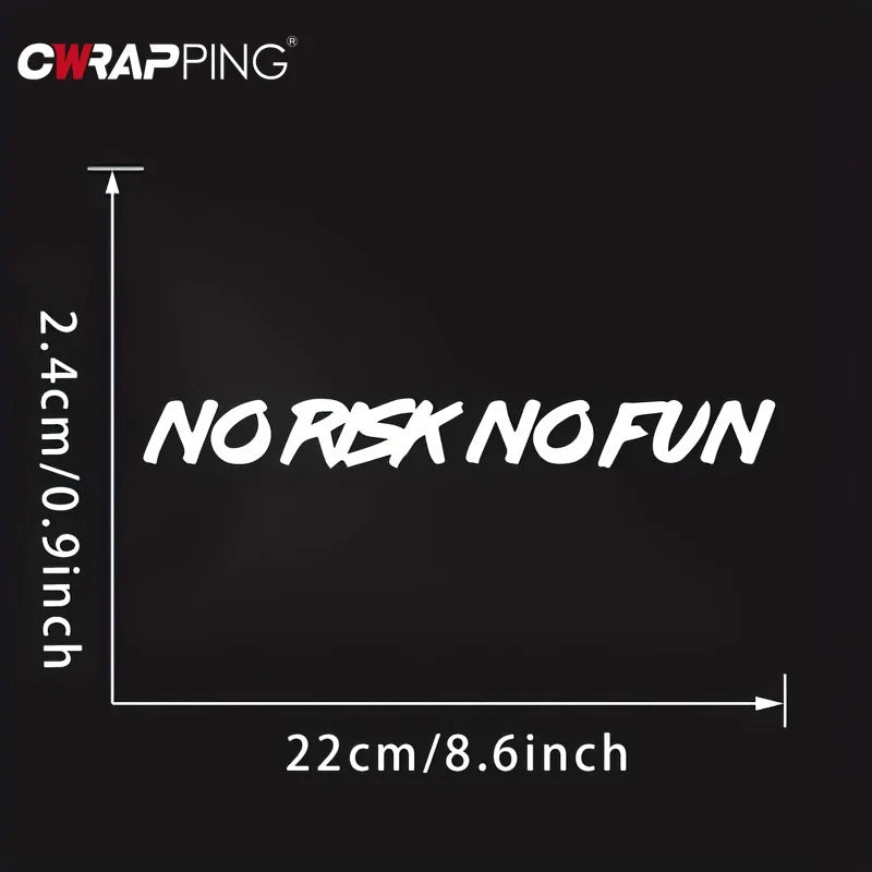 Waterproof Car Stickers 22x2.4cm No Risk No Fun Motorcycle Sticker Off-Road Fuel Tank Cars Window Decal Vinyl Auto Accessories