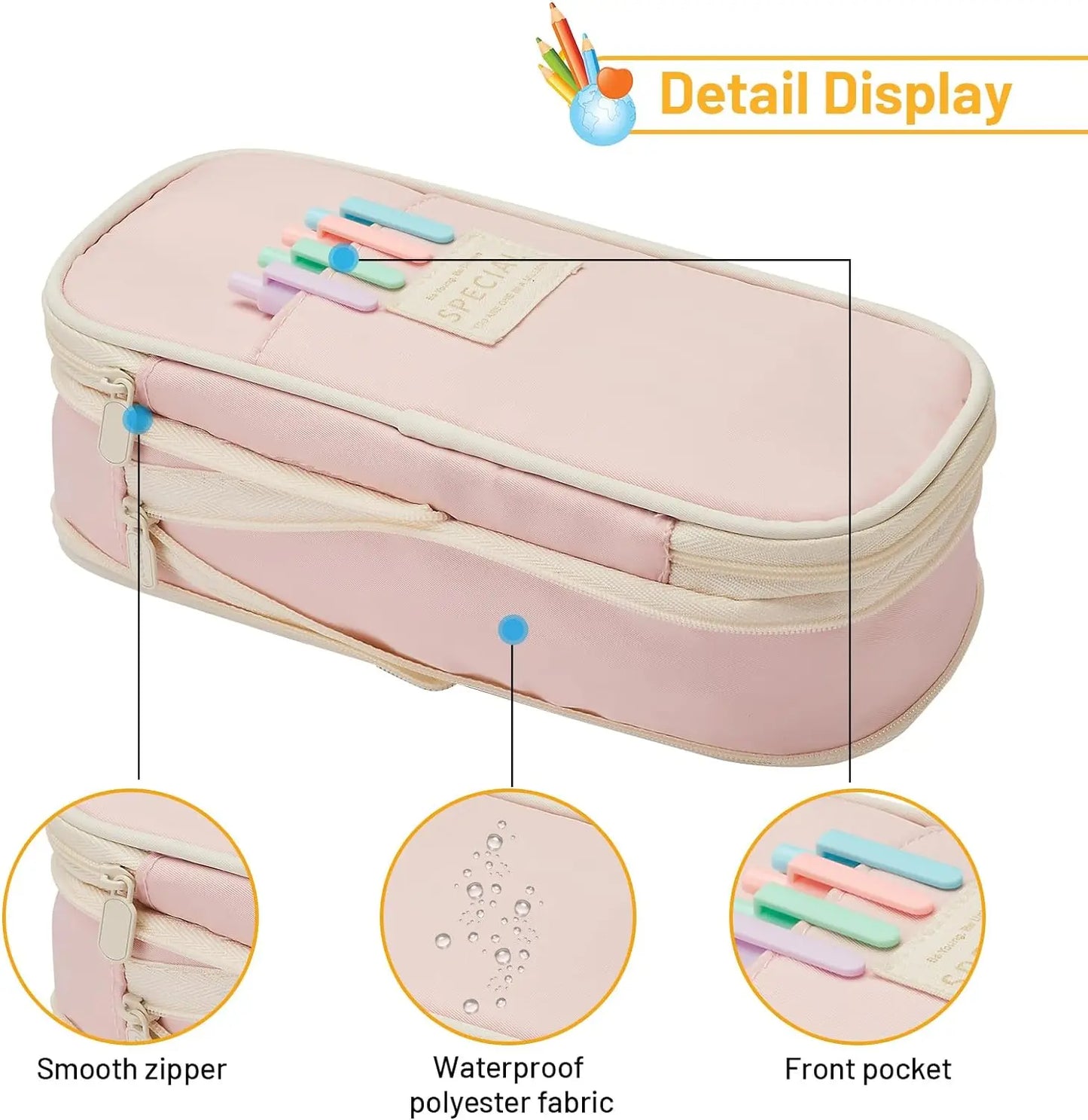 Solid Color Denim Pencil Case – Zippered Polyester Pen Holder for School, Office & Gift-Ready Stationery Organization