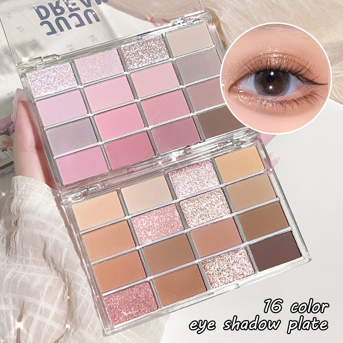 Love the 16-color eye shadow plate, pearlescent matte lying silkworm, brighten the low-saturated earth color daily makeup