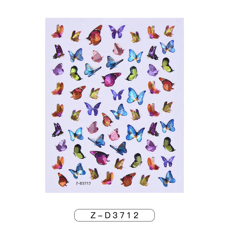 Glitter Flame Nail Art Set – Self-Adhesive Silver Stickers with Butterfly Foil for Manicure Magic