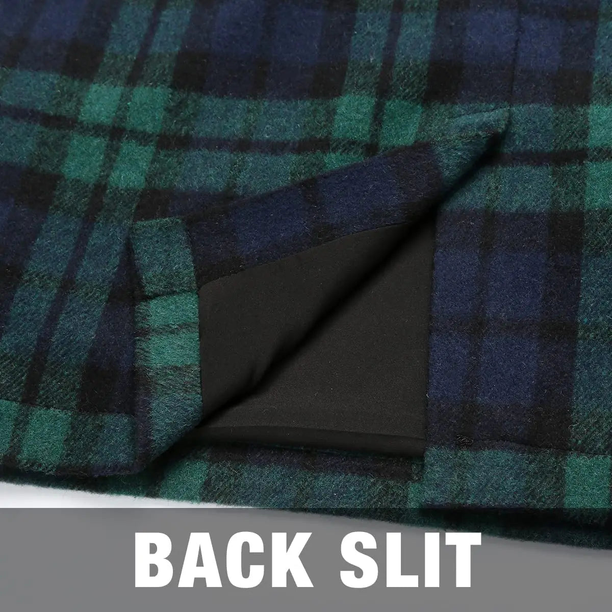 Women Midi Plaid Skirts Fall Winter Knee Length Pencil Wool Skirt with Slit