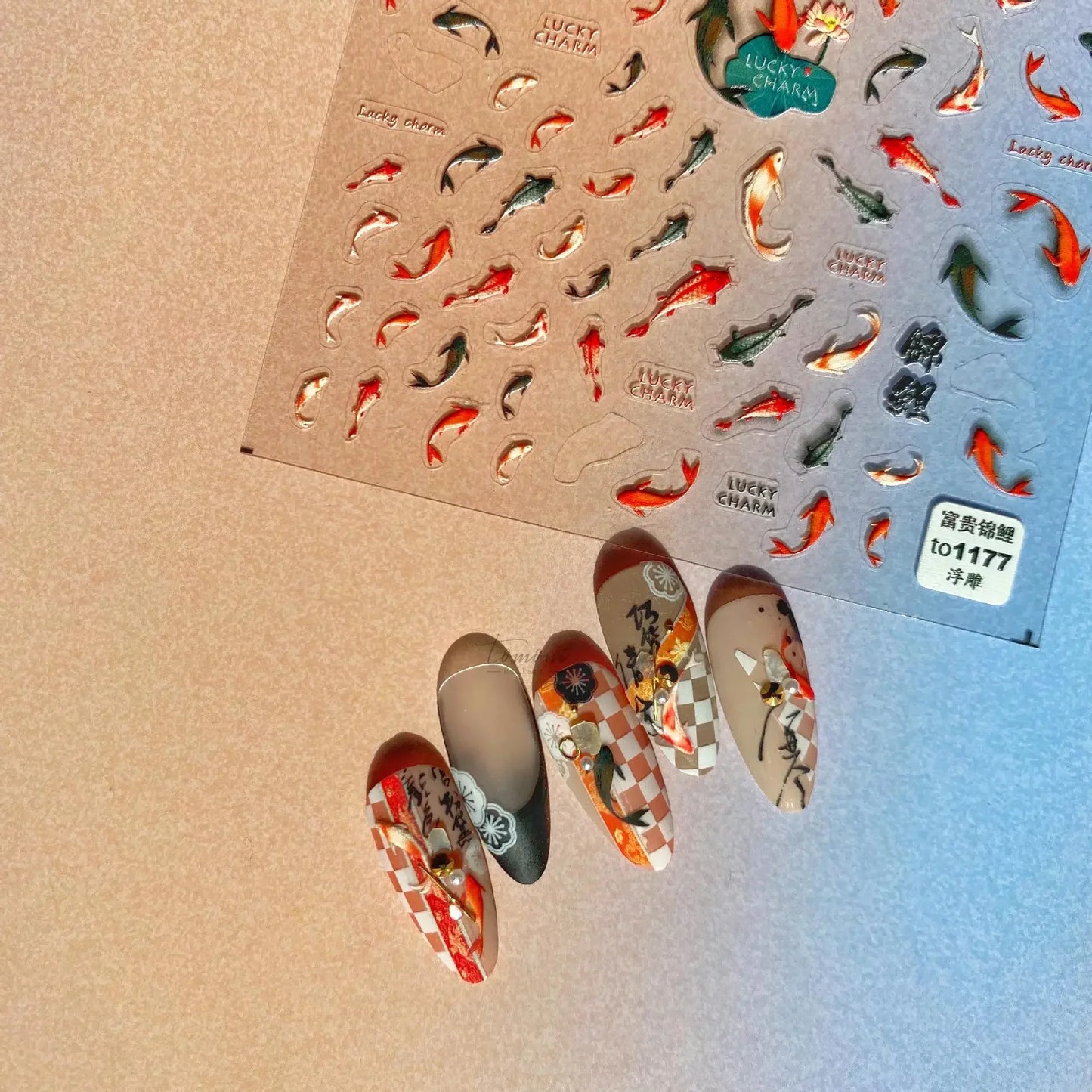 Colorful & Fun Beach Bloom Nail Art – 5D Stickers with Coral, Petals & Ocean Charms