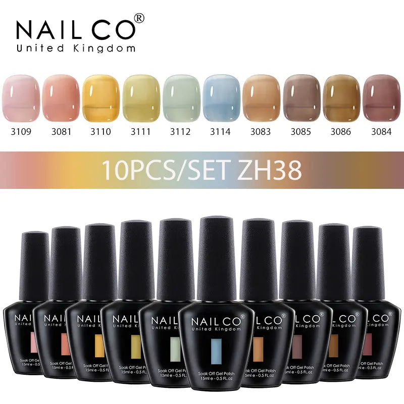 NAILCO Macaron Gel Nail Kit – 10PCS Jelly Colors for Soft, Glossy Manicures