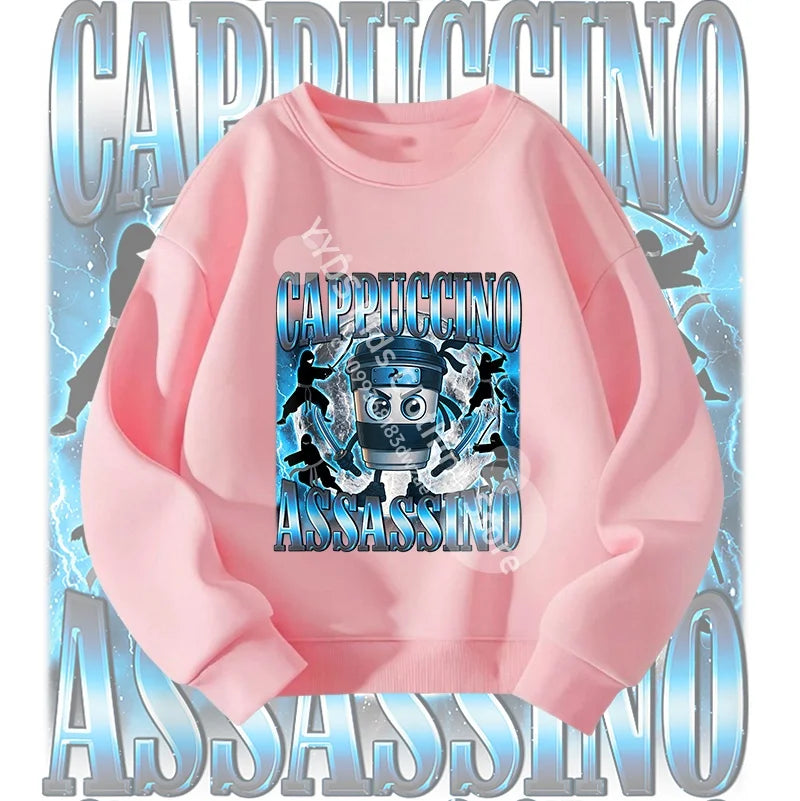 Italian Brainrot Graphic Sweatshirt Bombardiro Crocodilo Funny Meme Kids Clothes Italian Brainrot Fashion Children's Clothing