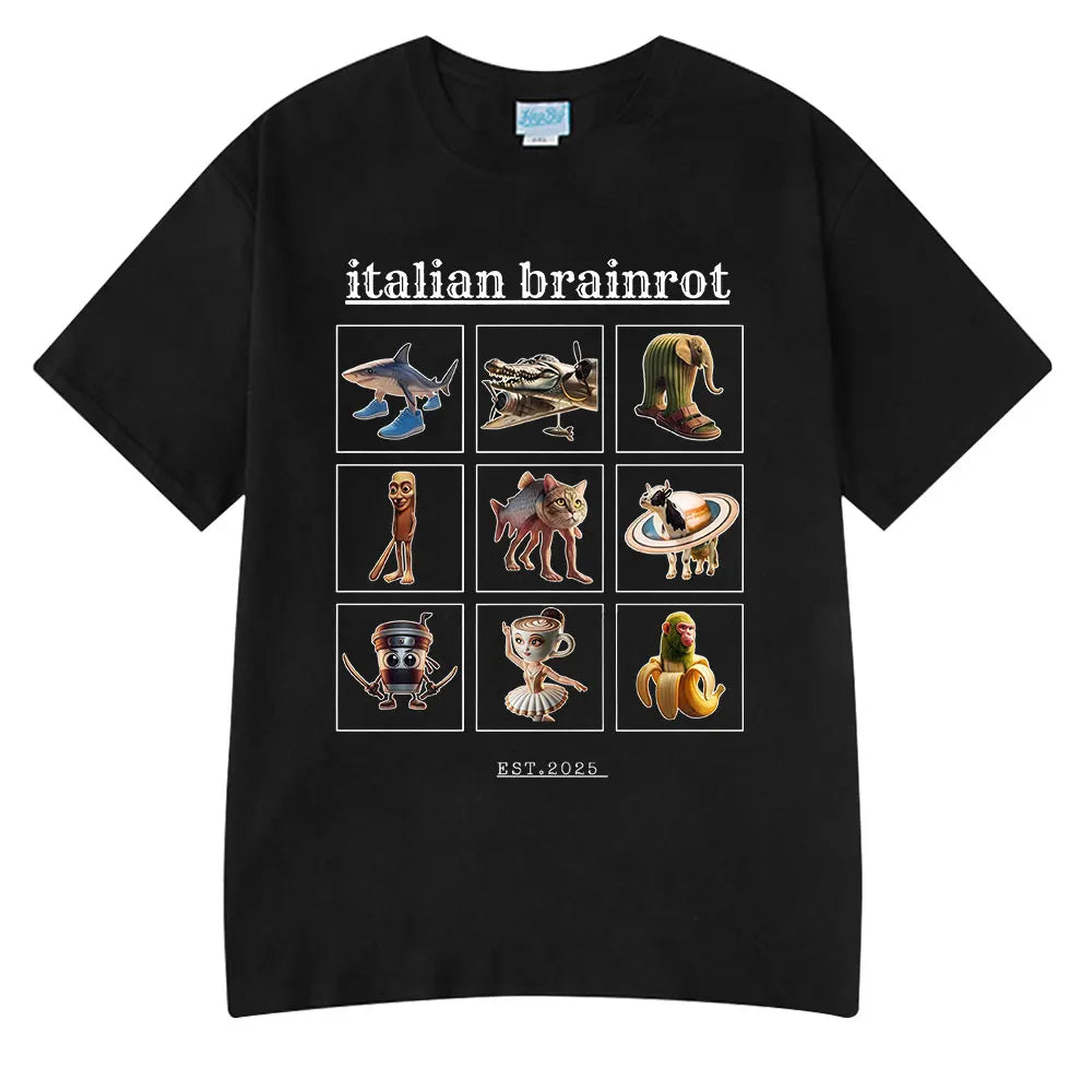 Italian Brainrot Funny Meme T-shirt Tralalero Tralala Tung Tung Tung Sahur Bombardiro Crocodilo Lirili Larila Men Women T Shirts