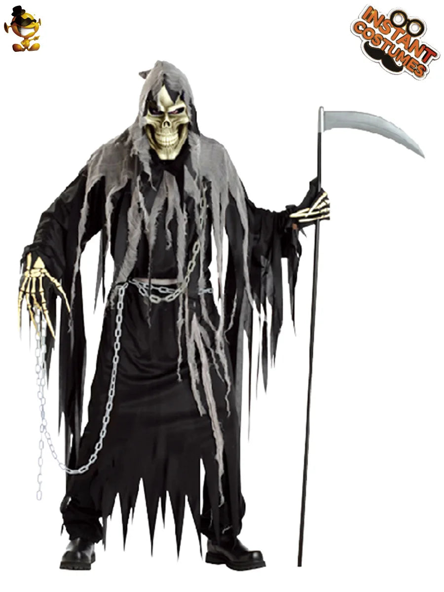 Halloween skeleton ghost cosplay costume adult horror death god costume cosplay robe costume cosplay fancy costume